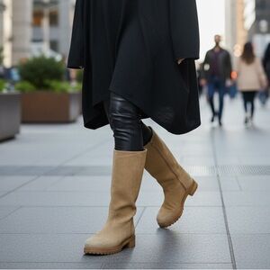Prada Tan Suede Knee-High Boots